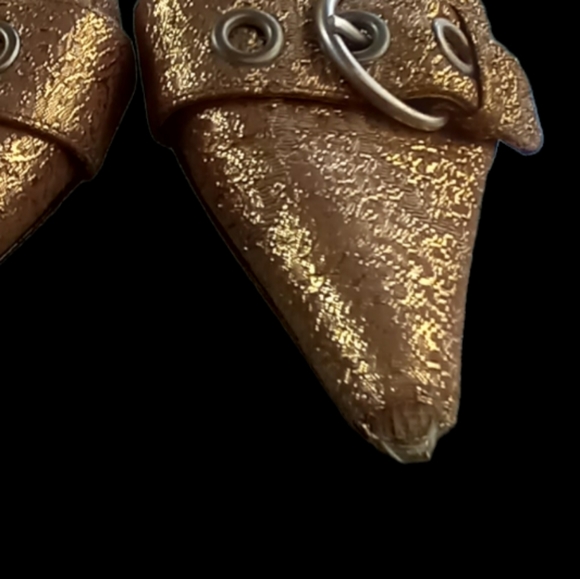 PRADA Shoes 8 Gold Brocade Flats / Kitten Heel - Picture 12 of 14